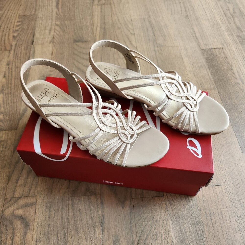 Impo Rosva Women's Strappy Wedge Heel Sandal, Praline Beige Tan, Size 8M EUC